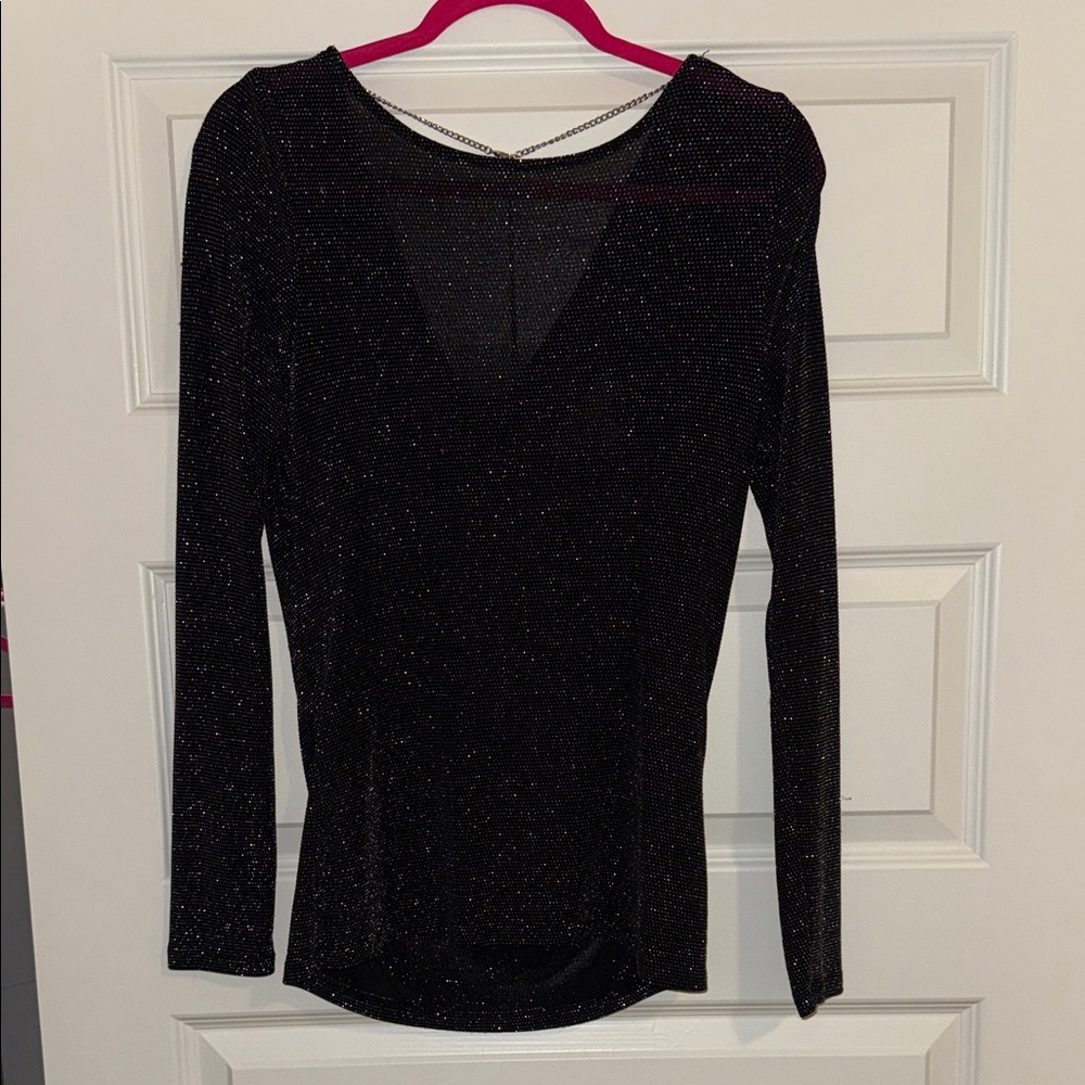 MICHAEL Michael Kors Black Sparkle Long Sleeve Blouse